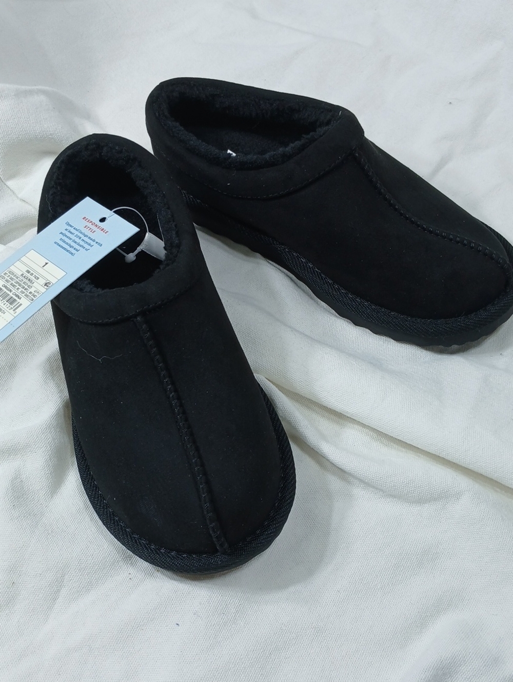 Cat & Jack Black Slip-On Fleece Loafers for Kids